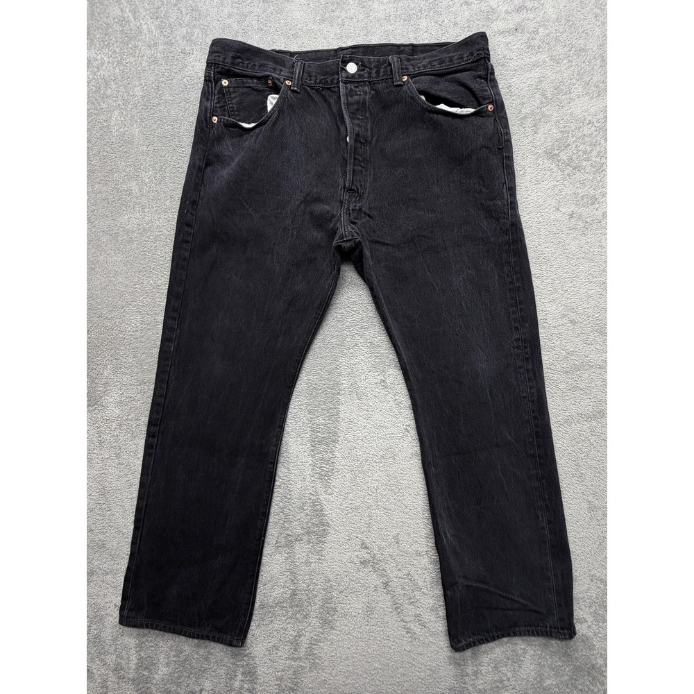 Levis 501 Jeans Mens Measured 37x29 Black Straight Leg 100% Cotton Denim Casual
